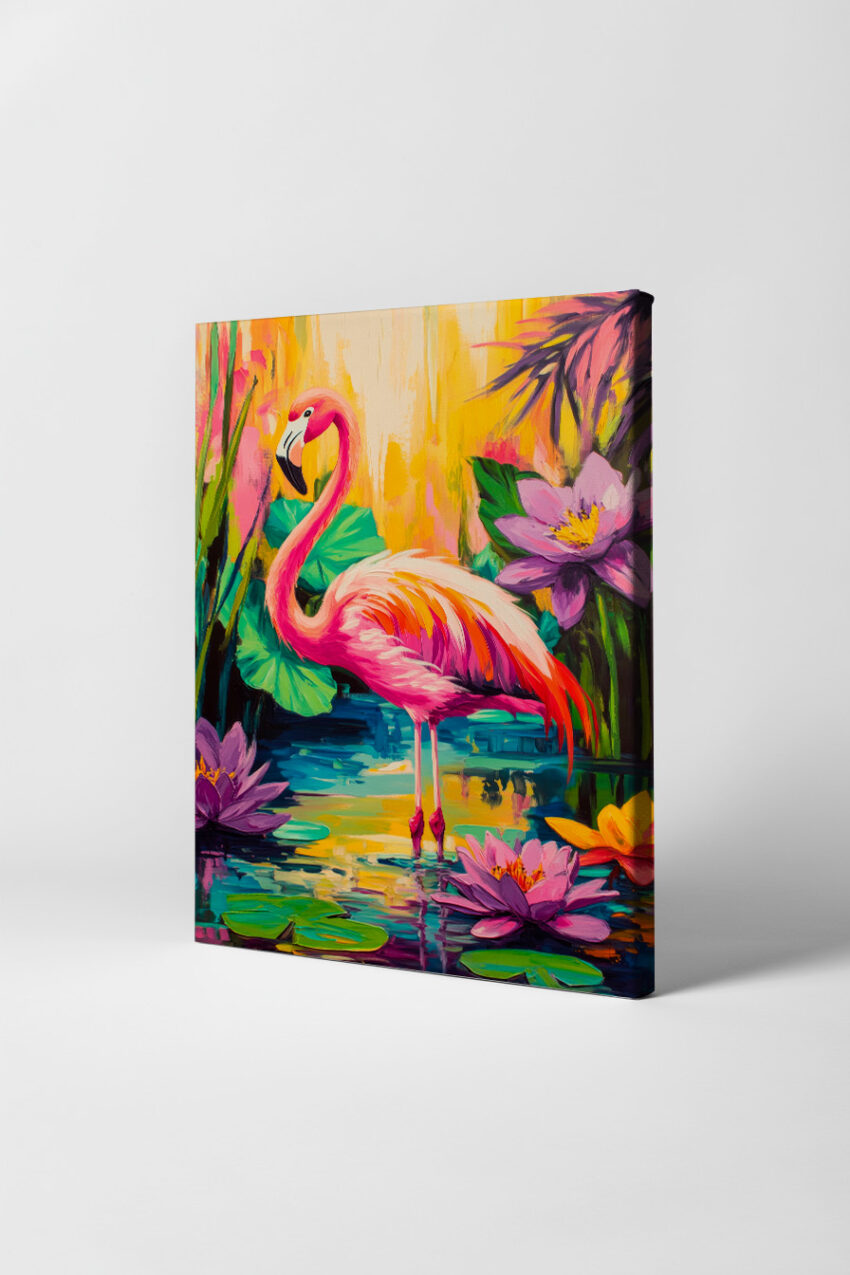 Illustration Poster Flamingo tropisch farbenfroh Wasser