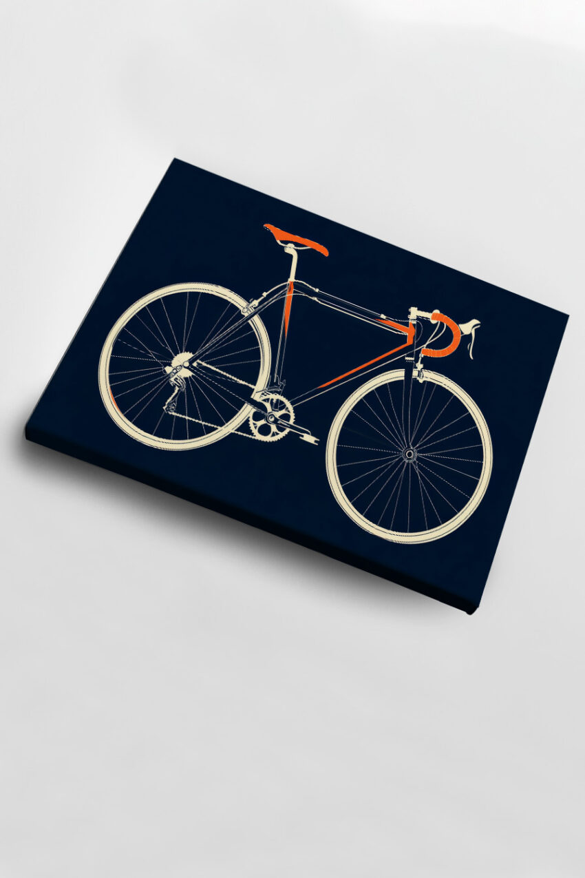 Illustration Poster Rennrad Seitenansicht schwarz orange