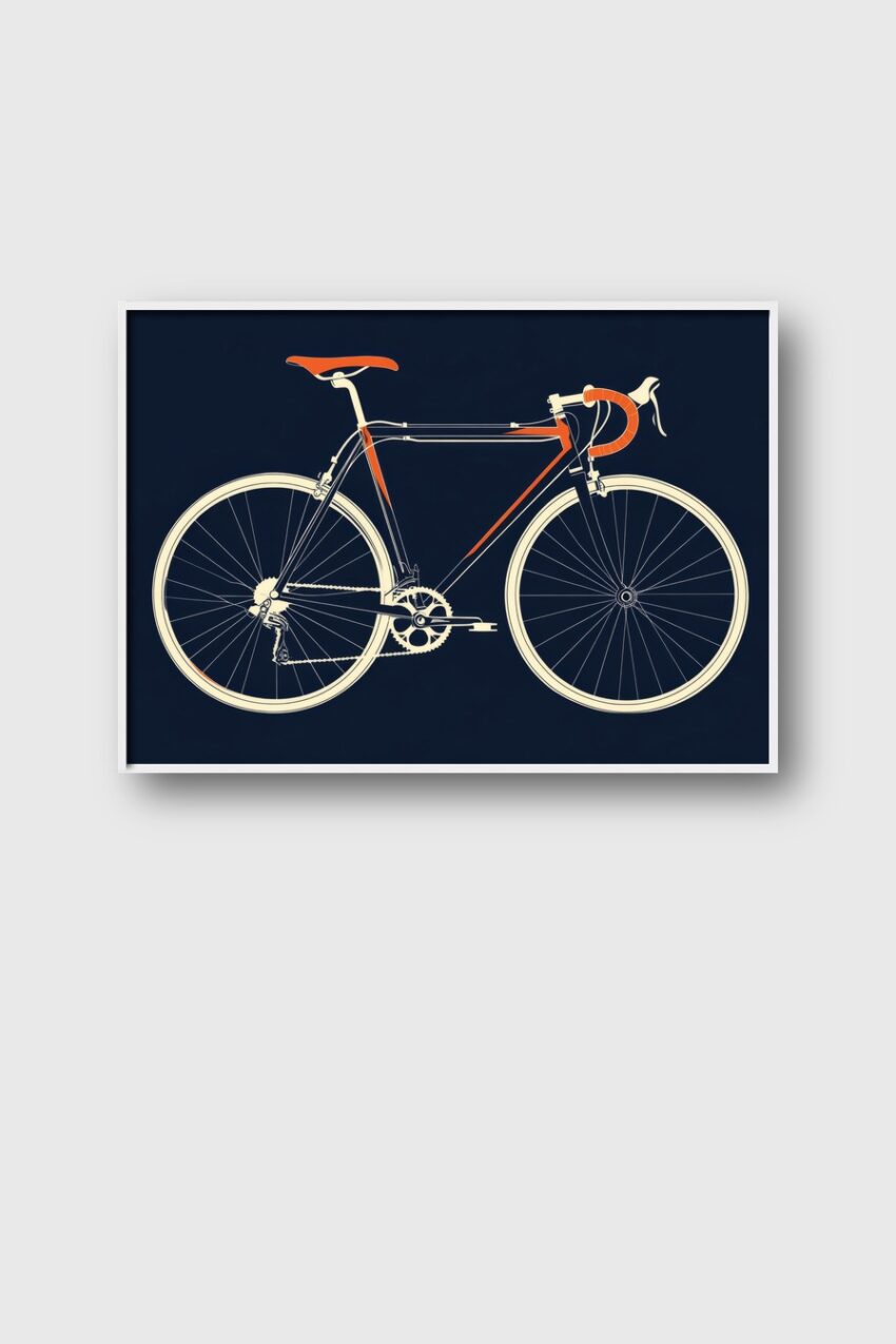 Illustration Poster Rennrad Seitenansicht schwarz orange