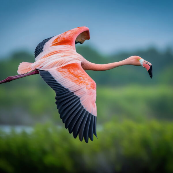 Flamingo im Flug Gerahmt