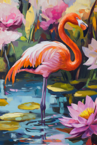 Flamingo Federn Detail Gerahmt