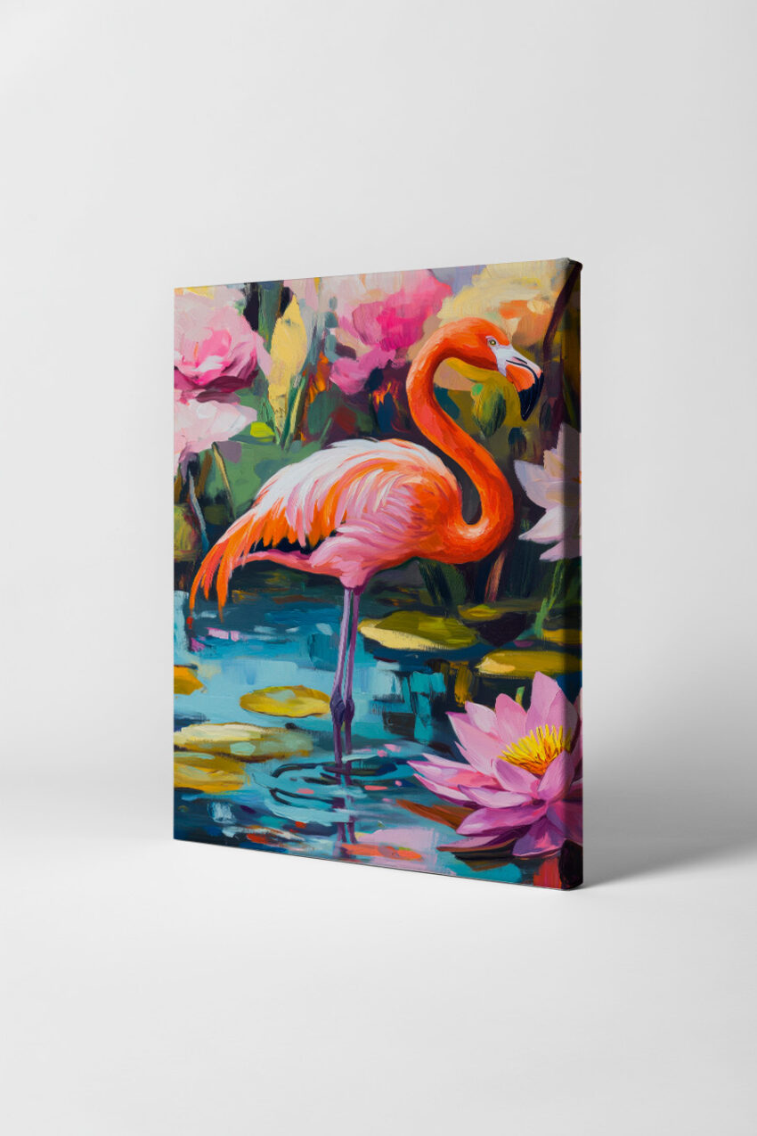 Malerei Poster Flamingo Federn lebendig rosa orange