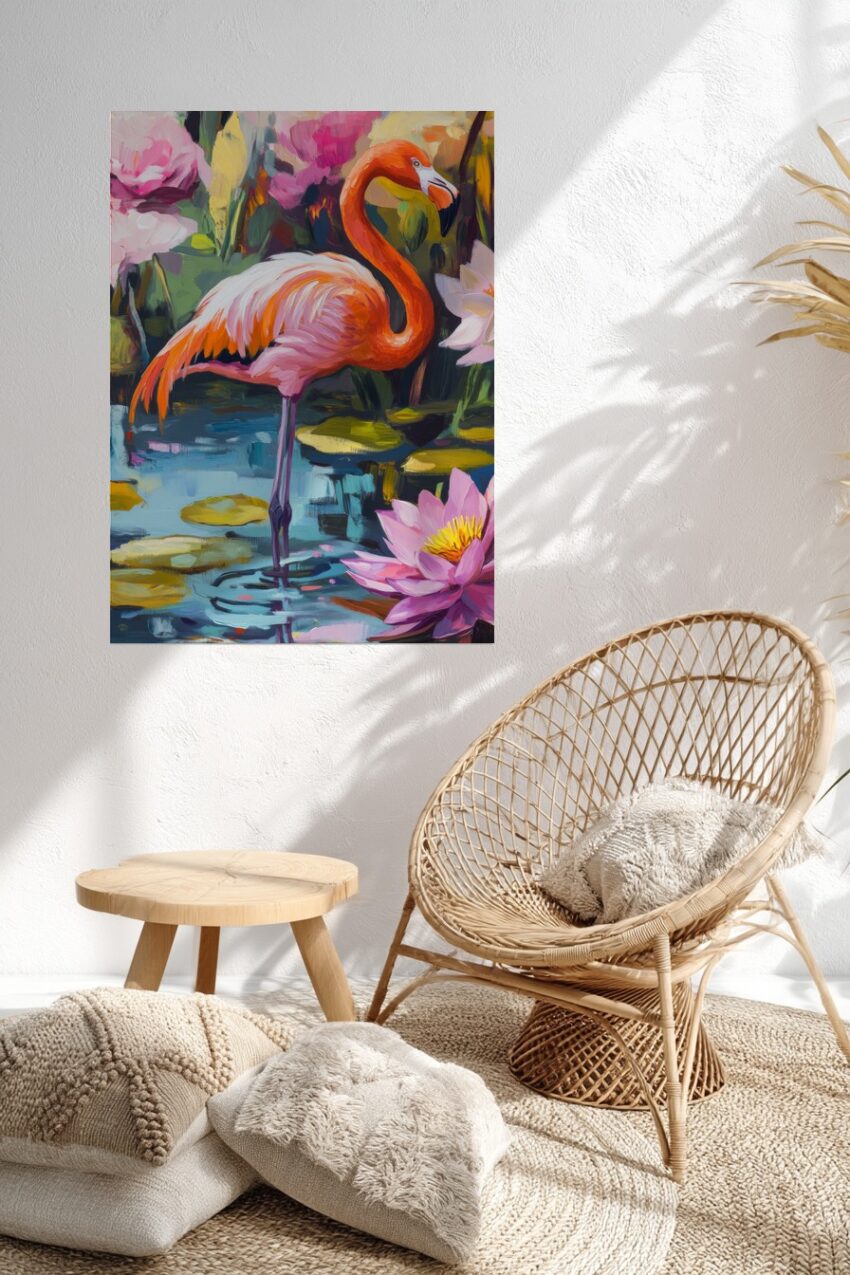 Malerei Poster Flamingo Federn lebendig rosa orange
