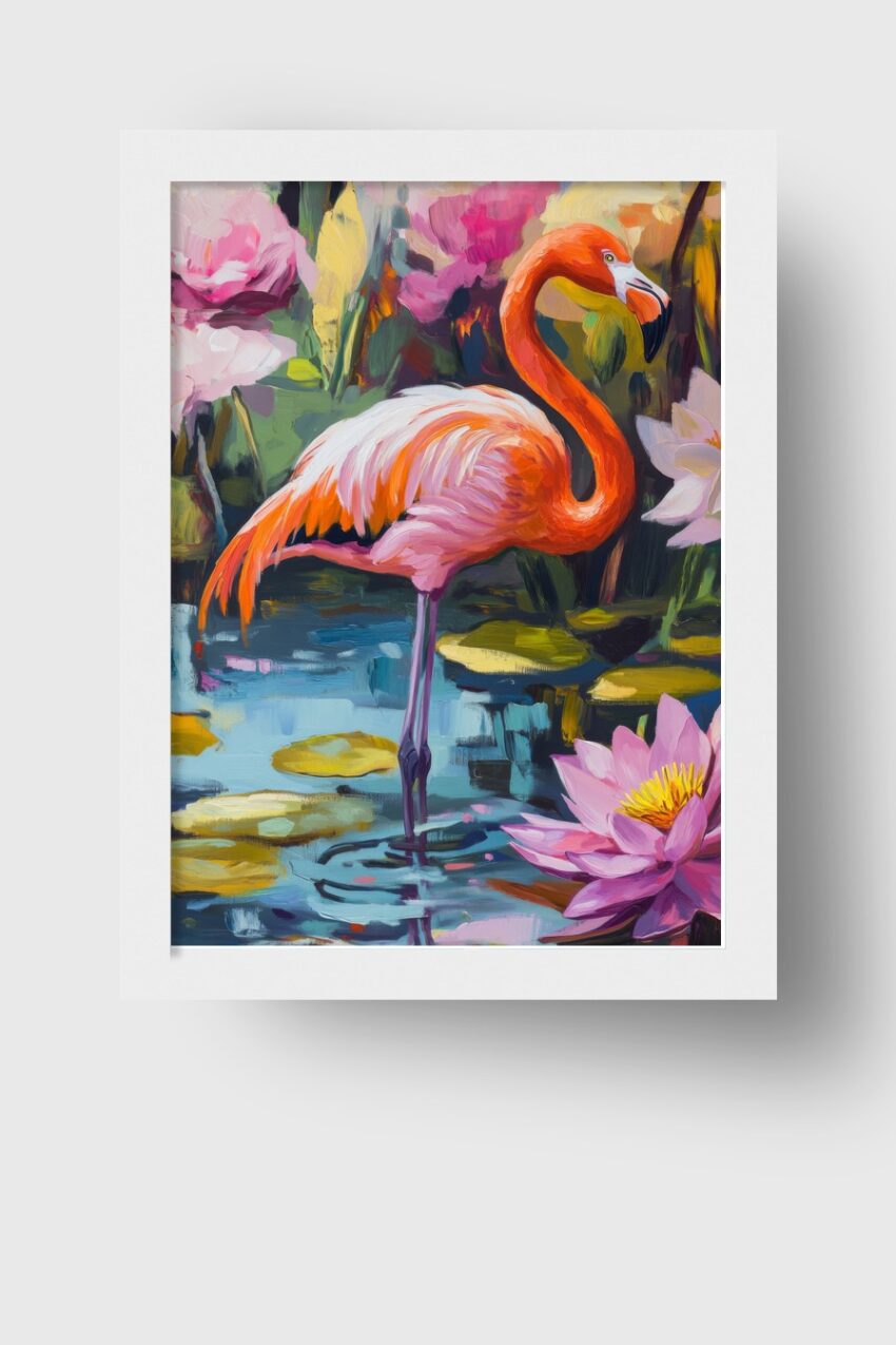 Malerei Poster Flamingo Federn lebendig rosa orange
