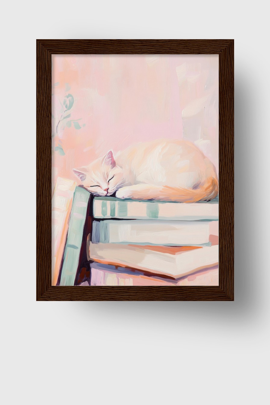 Malerei Poster Katze schlafend Pastelltöne ruhig