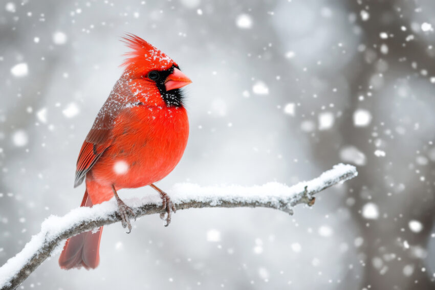 Fotografie Poster Kardinal Vogel Rot Schnee