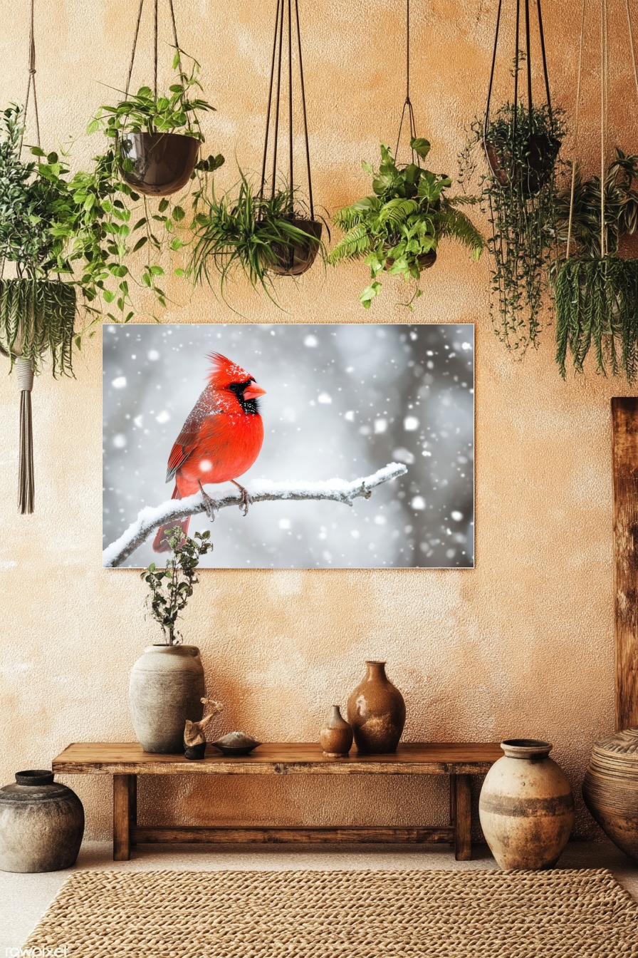 Fotografie Poster Kardinal Vogel Rot Schnee