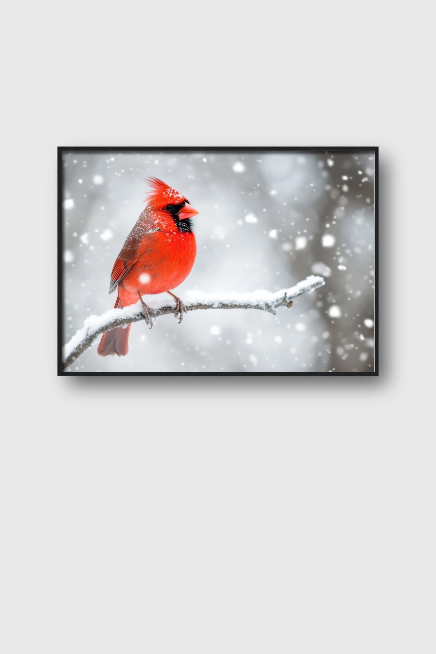 Fotografie Poster Kardinal Vogel Rot Schnee
