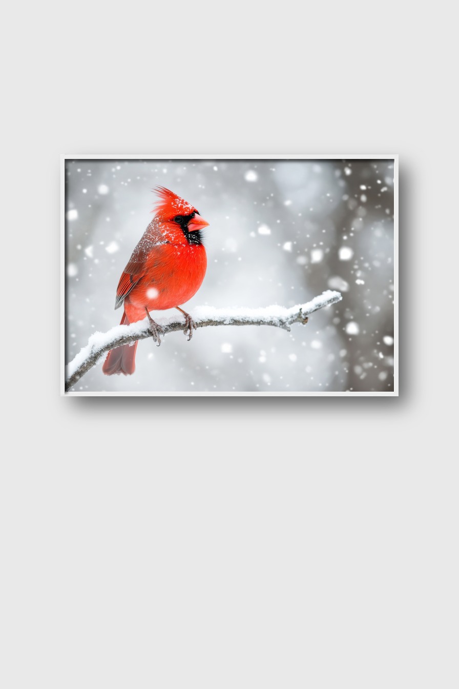 Fotografie Poster Kardinal Vogel Rot Schnee
