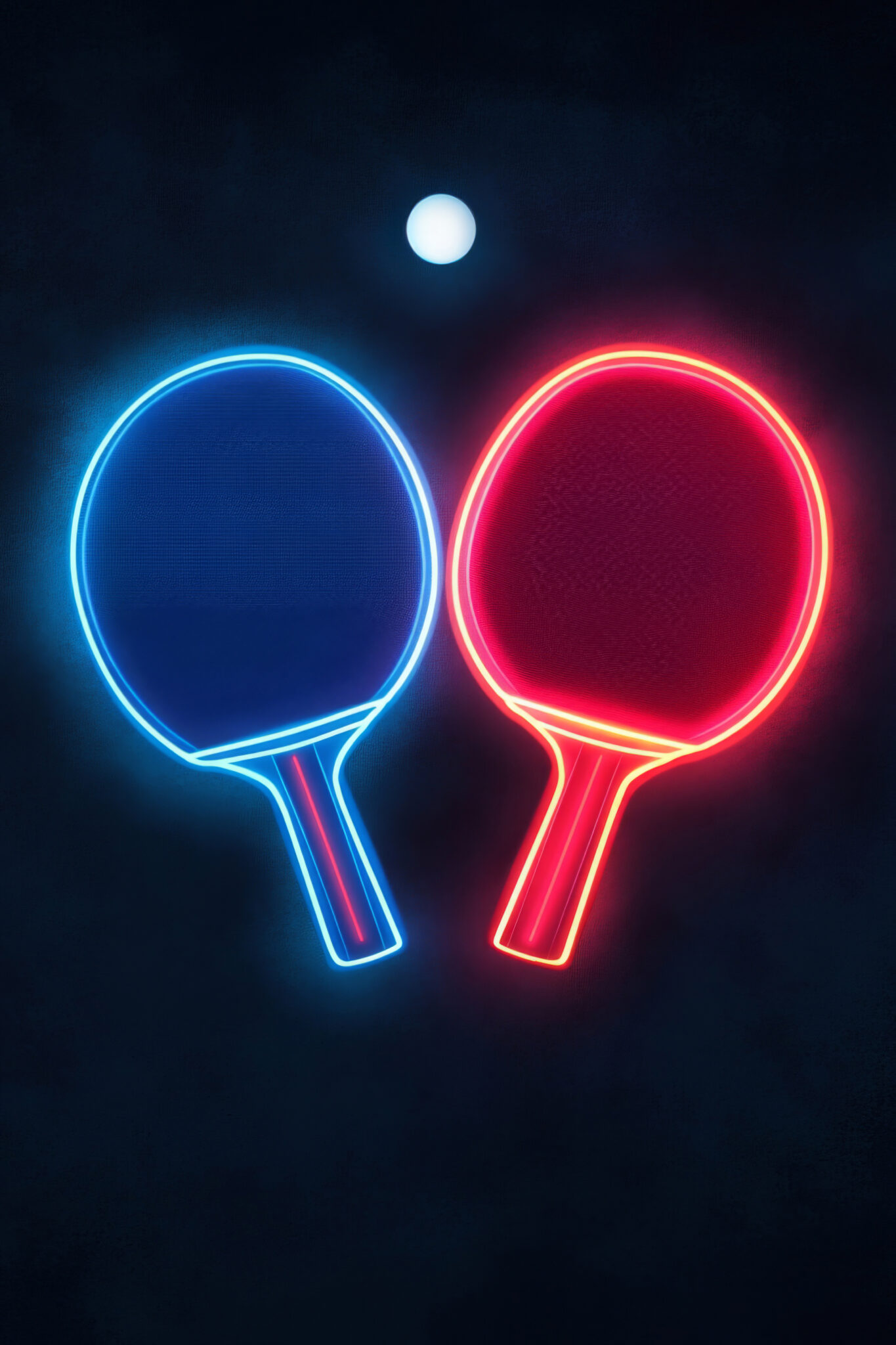 Digitale Kunst Poster Tischtennisschläger Neon leuchtend rot blau