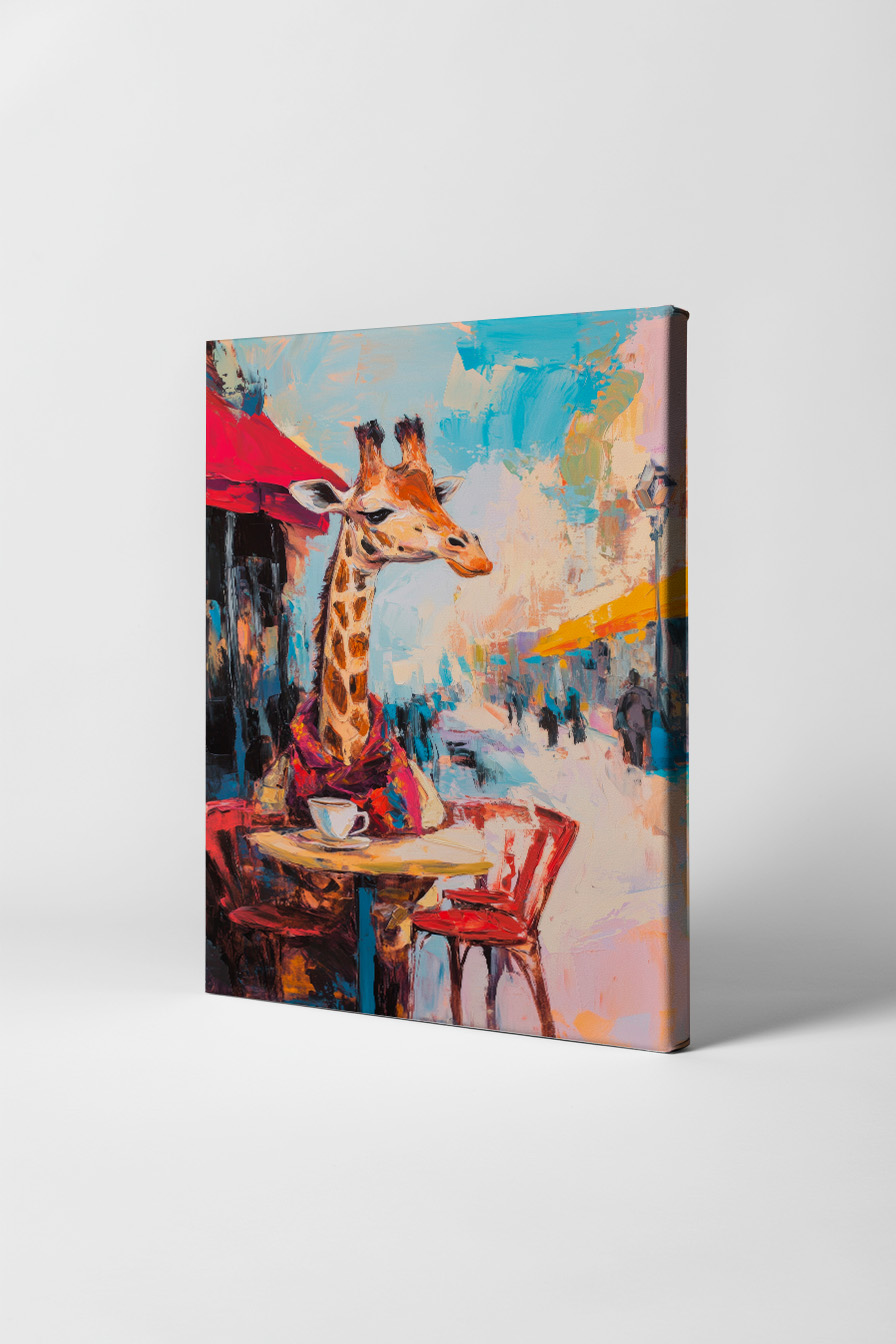 Malerei Poster Giraffe Café urban lebhaft rot