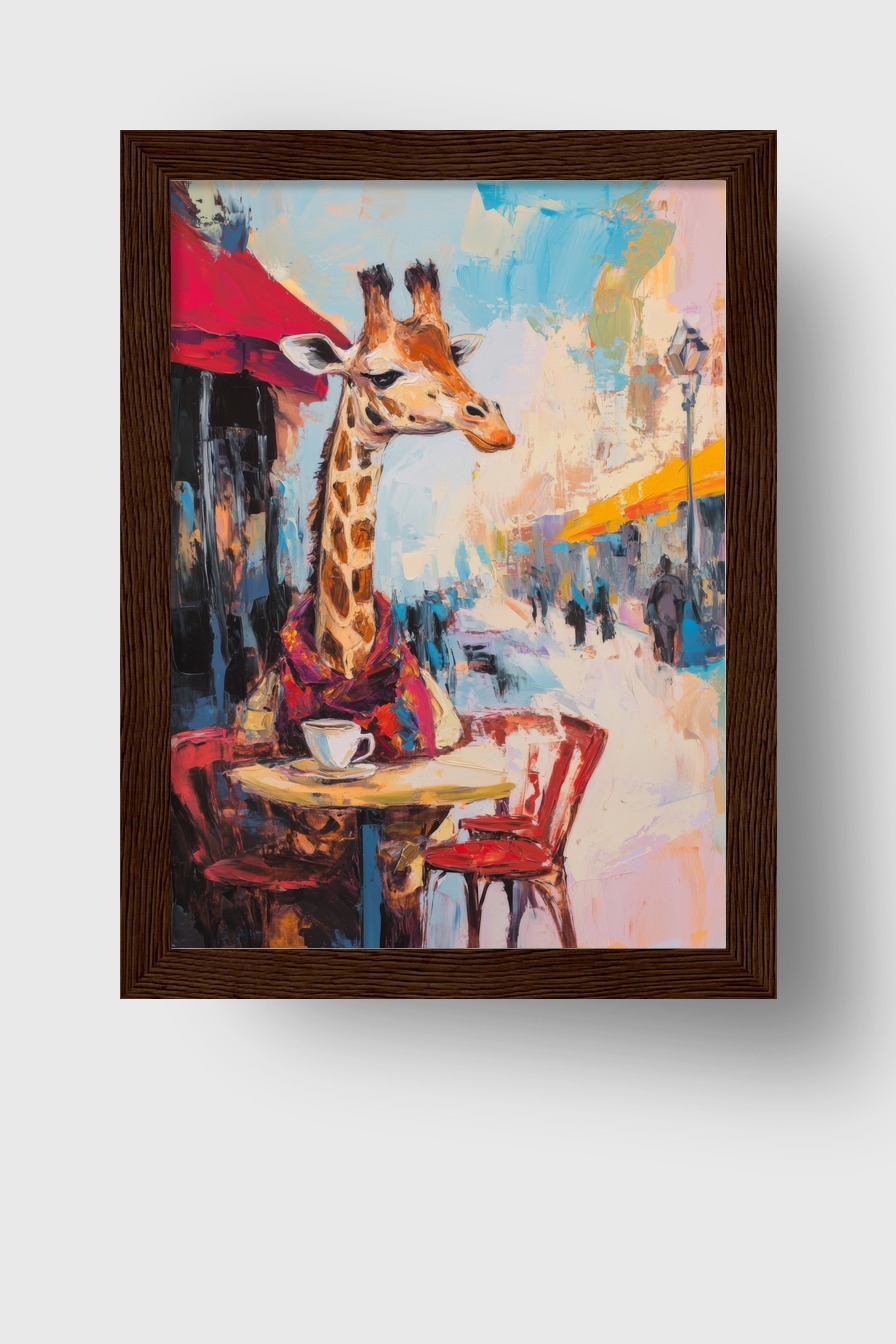 Malerei Poster Giraffe Café urban lebhaft rot