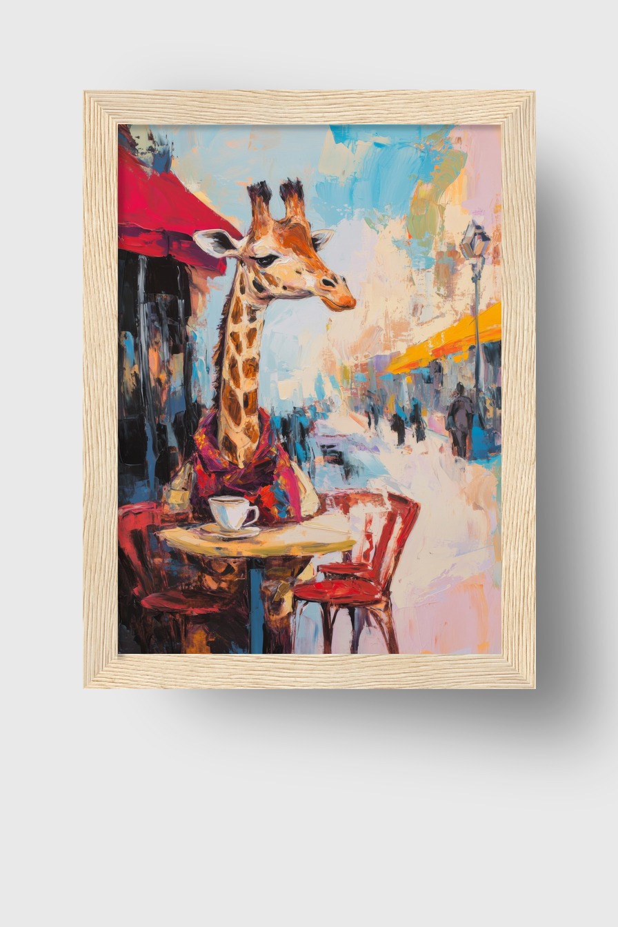 Malerei Poster Giraffe Café urban lebhaft rot