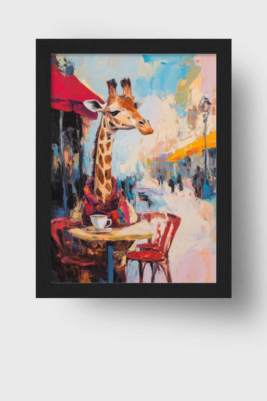 Malerei Poster Giraffe Café urban lebhaft rot