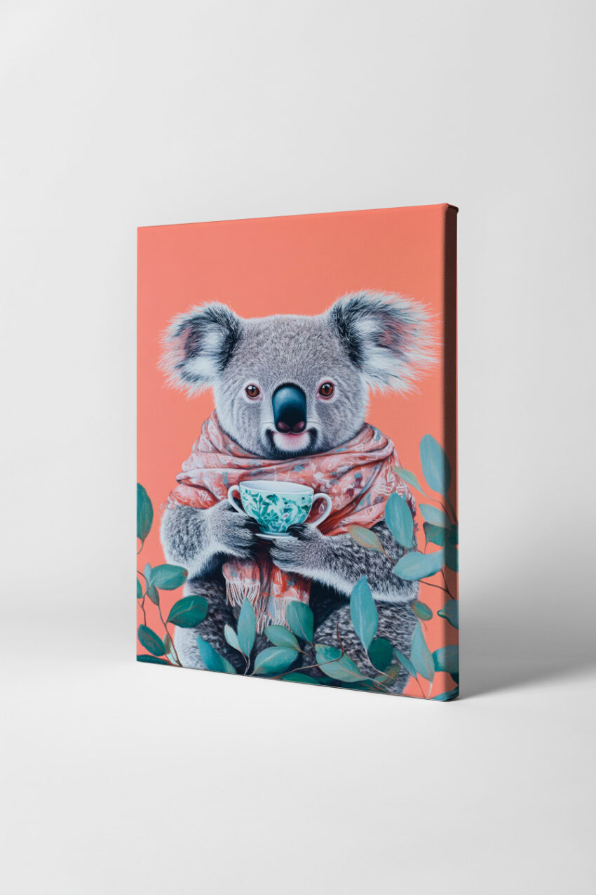 Illustration Poster Koala Tasse weich Korallorange