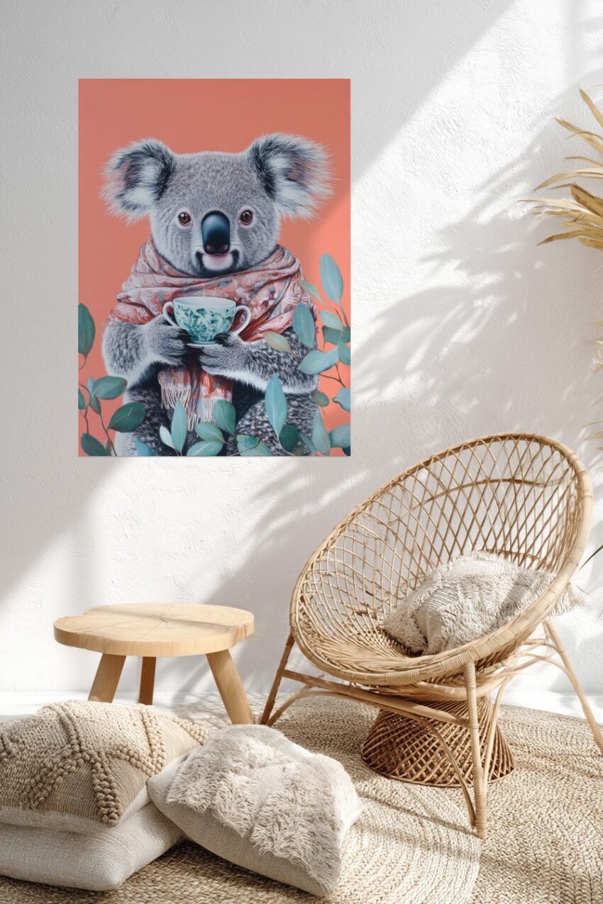 Illustration Poster Koala Tasse weich Korallorange