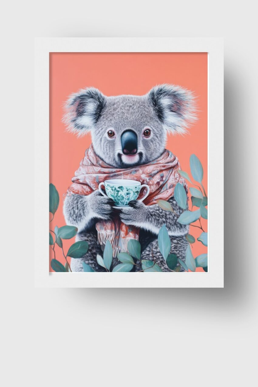 Illustration Poster Koala Tasse weich Korallorange