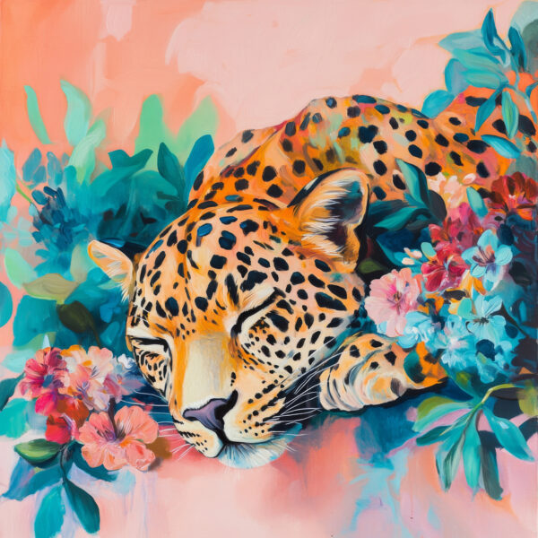 Schlafender Leopard Gerahmt