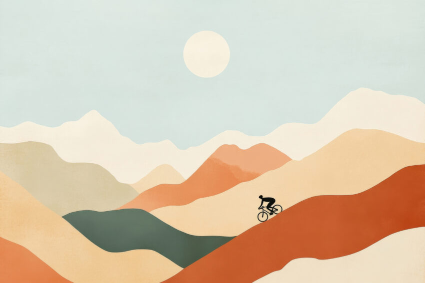 Grafik Poster Fahrradberg minimalistisch Erdtöne