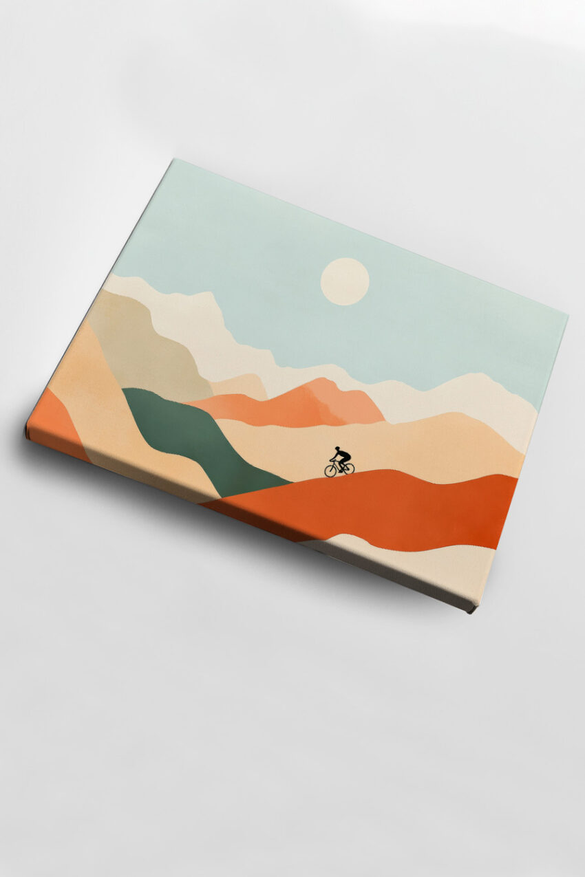 Grafik Poster Fahrradberg minimalistisch Erdtöne