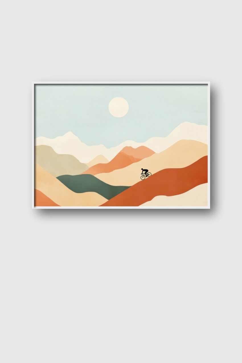 Grafik Poster Fahrradberg minimalistisch Erdtöne