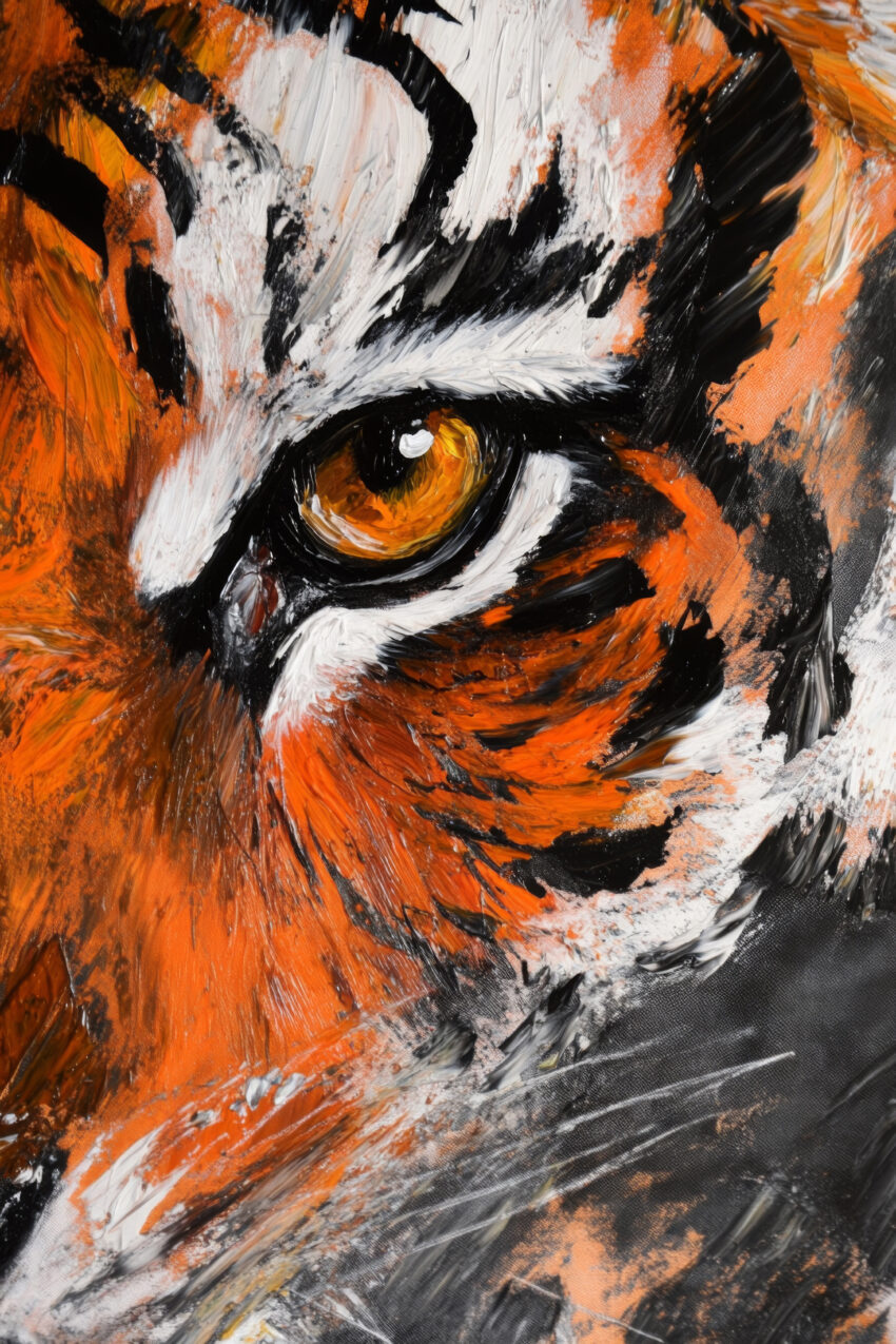 Malerei Poster Tiger Auge orange schwarz