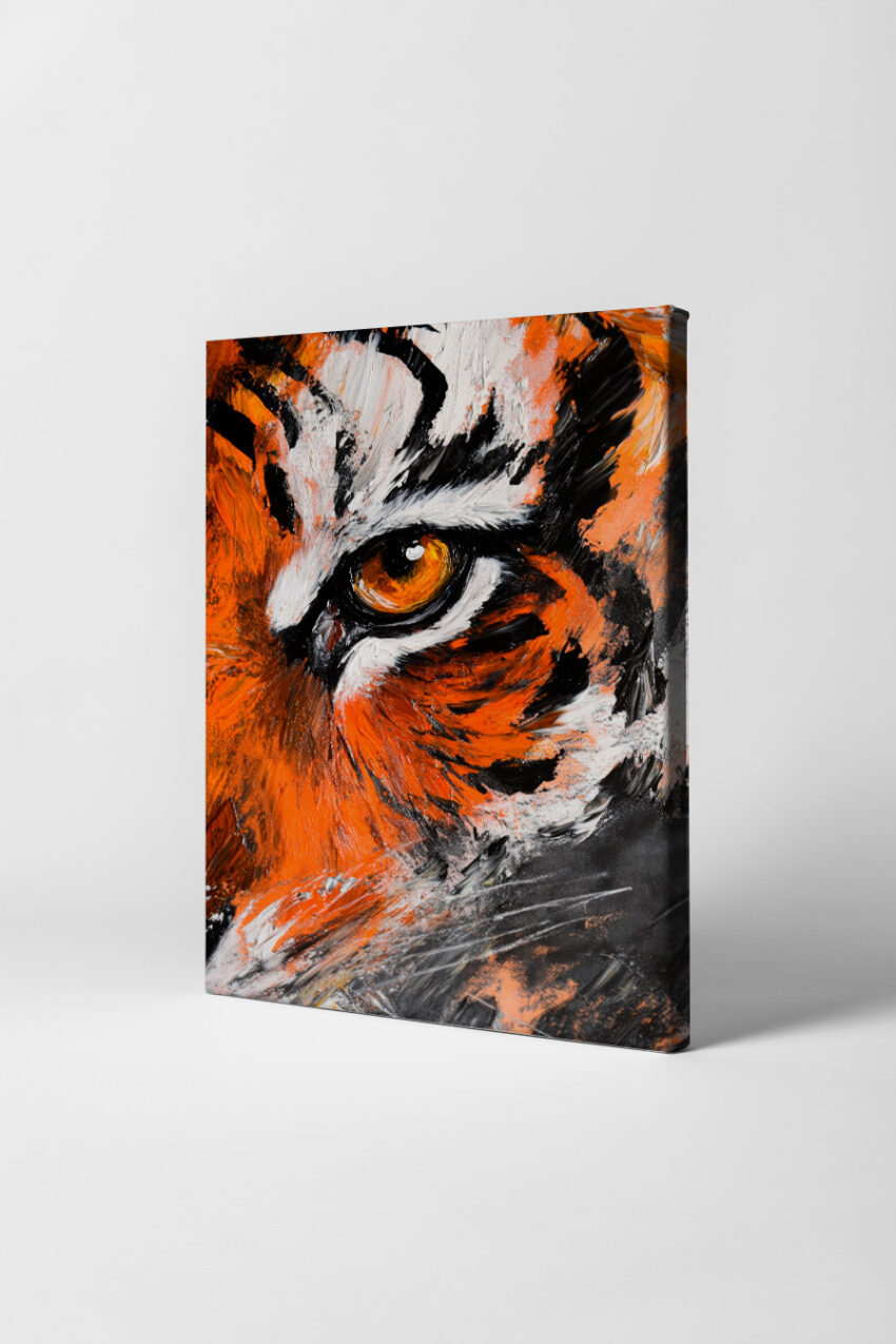 Malerei Poster Tiger Auge orange schwarz