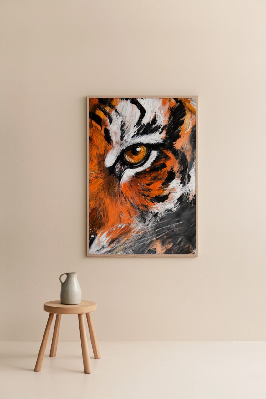 Malerei Poster Tiger Auge orange schwarz