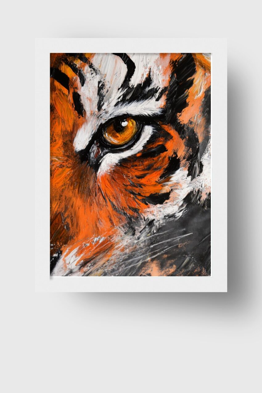 Malerei Poster Tiger Auge orange schwarz
