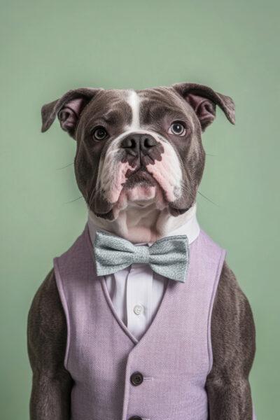 Bulldogge Fliege Anzug Poster