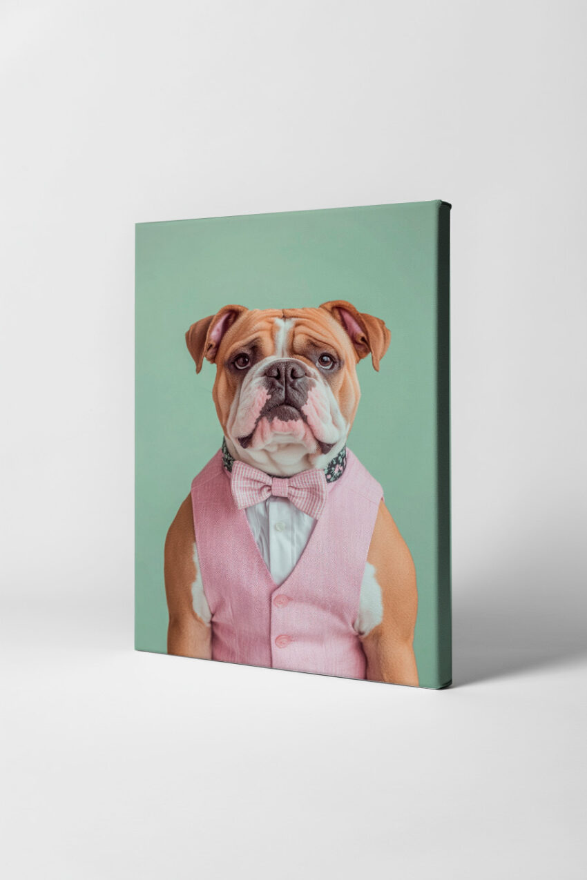 Fotografie Poster Bulldogge anzug rosa Fliege