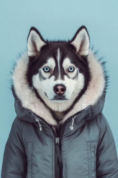 Husky Blaue Augen Gerahmt