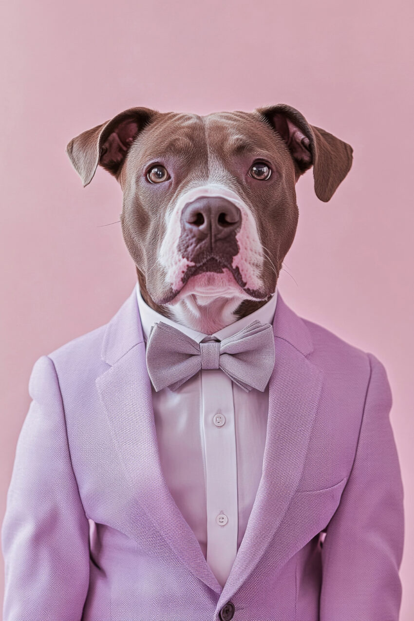 Fotografie Poster Hund formell Braun Fliege rosa