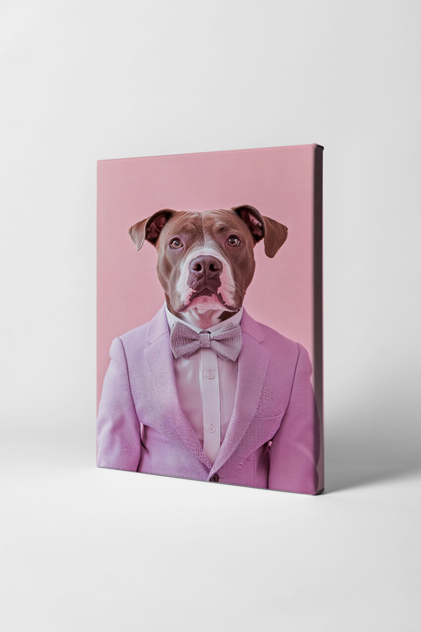 Fotografie Poster Hund formell Braun Fliege rosa