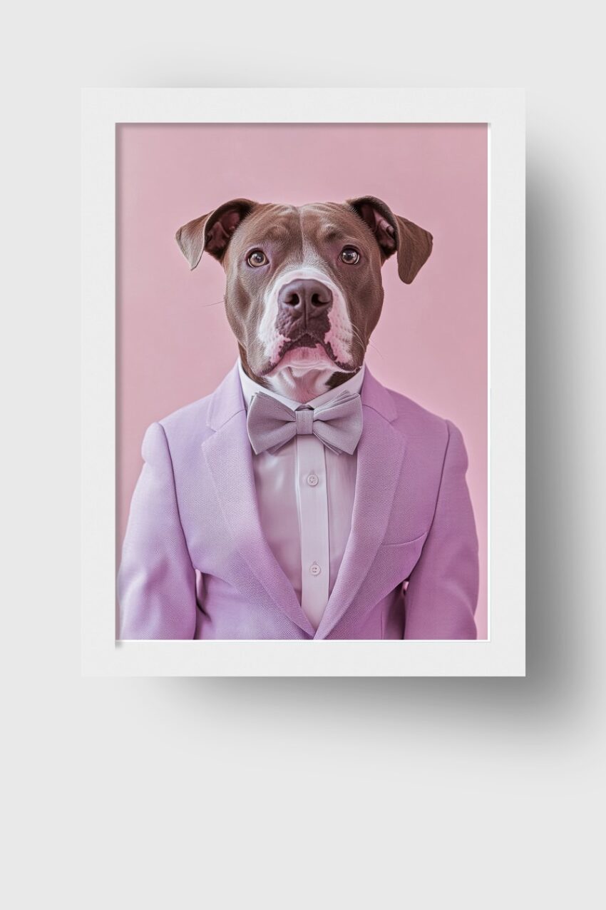 Fotografie Poster Hund formell Braun Fliege rosa