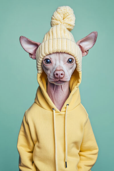 Hund Gelbe Mütze Leinwandbild