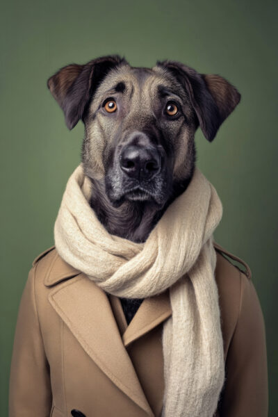 Hund Mantel Schal Leinwandbild