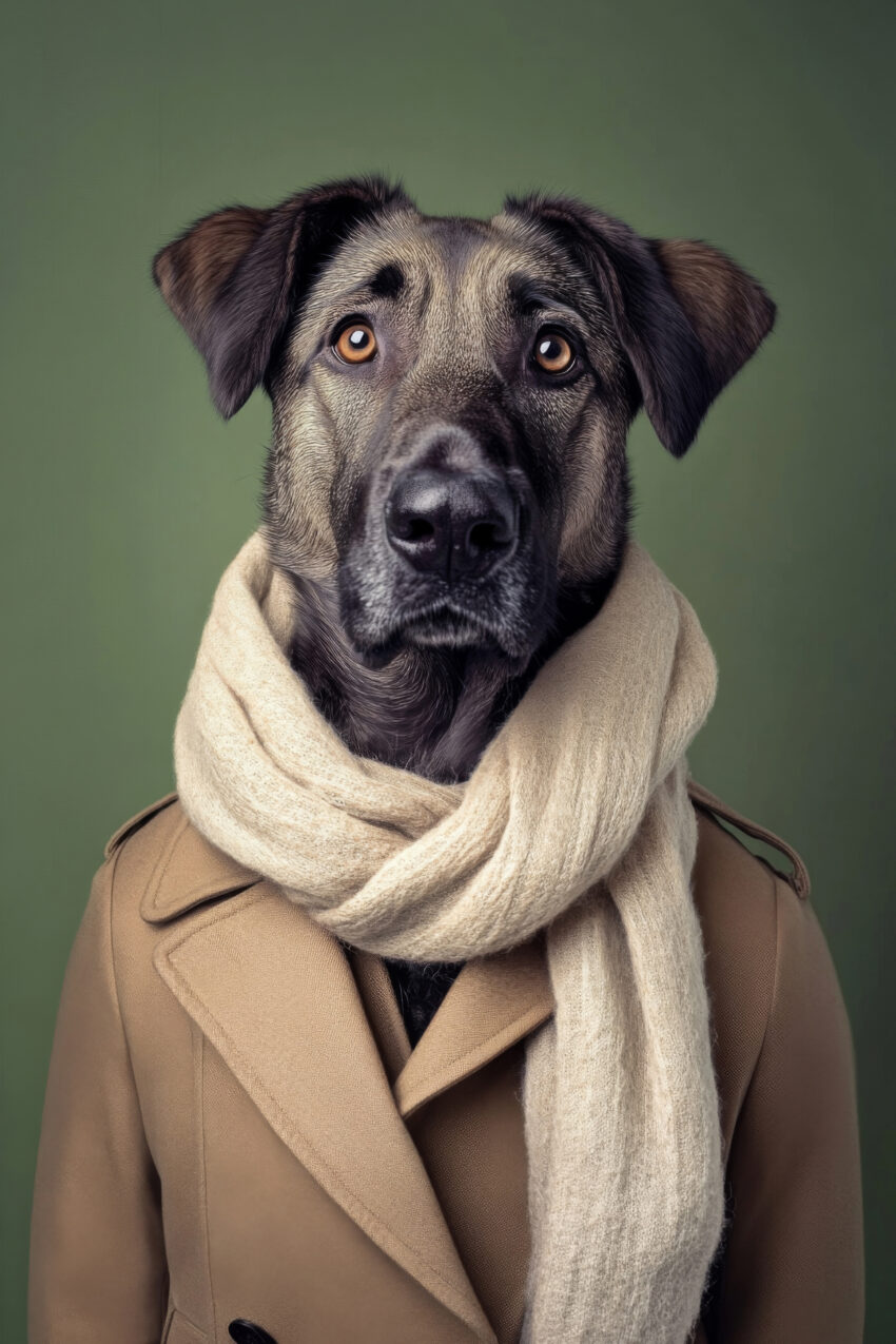 Fotografie Poster Hund Mantel Schal braun