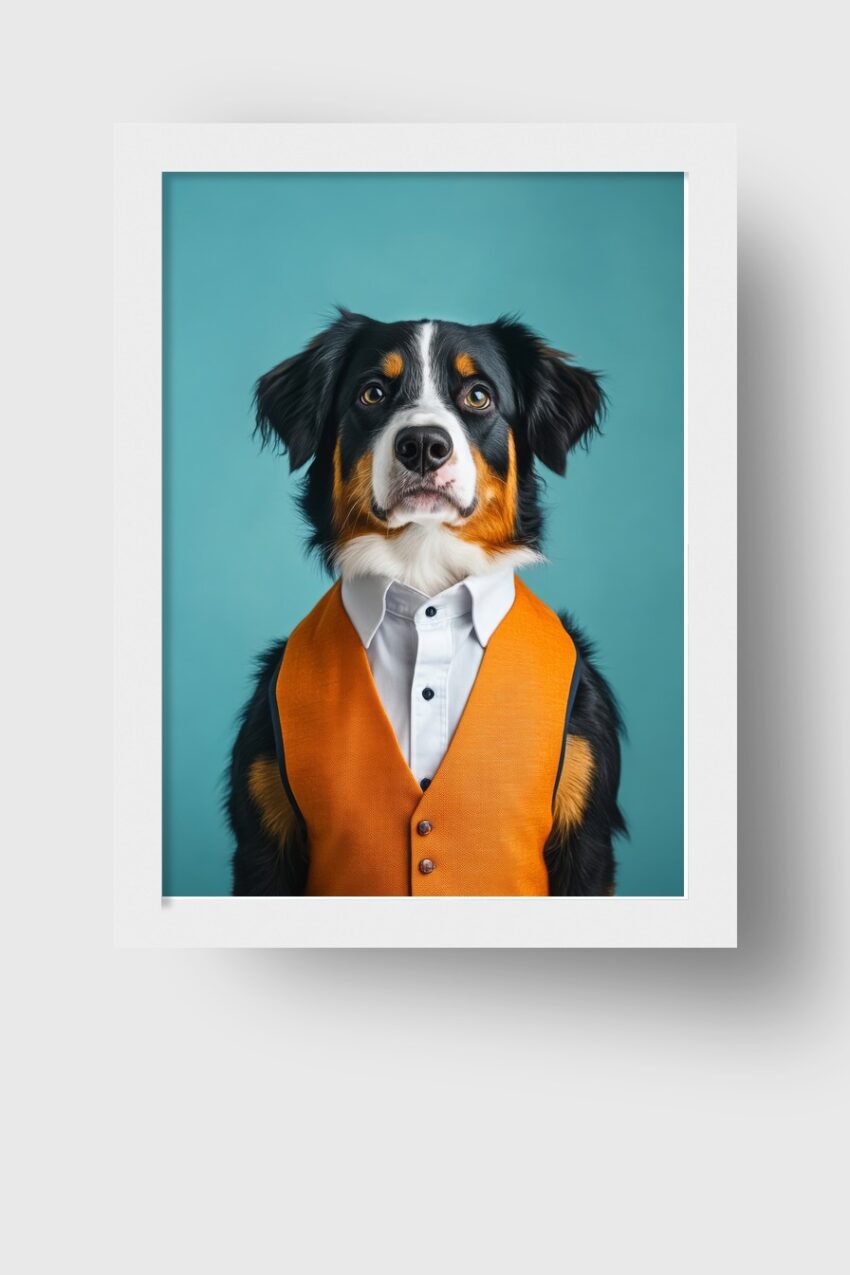 Fotografie Poster hund Anzug orange seriös