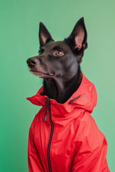 Hund Roter Anorak Poster