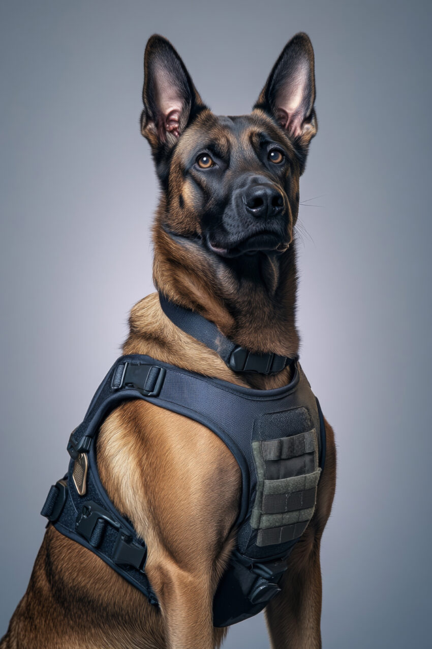 Fotografie Poster Deutscher Schäferhund Brustgeschirr detailreich braun schwarz