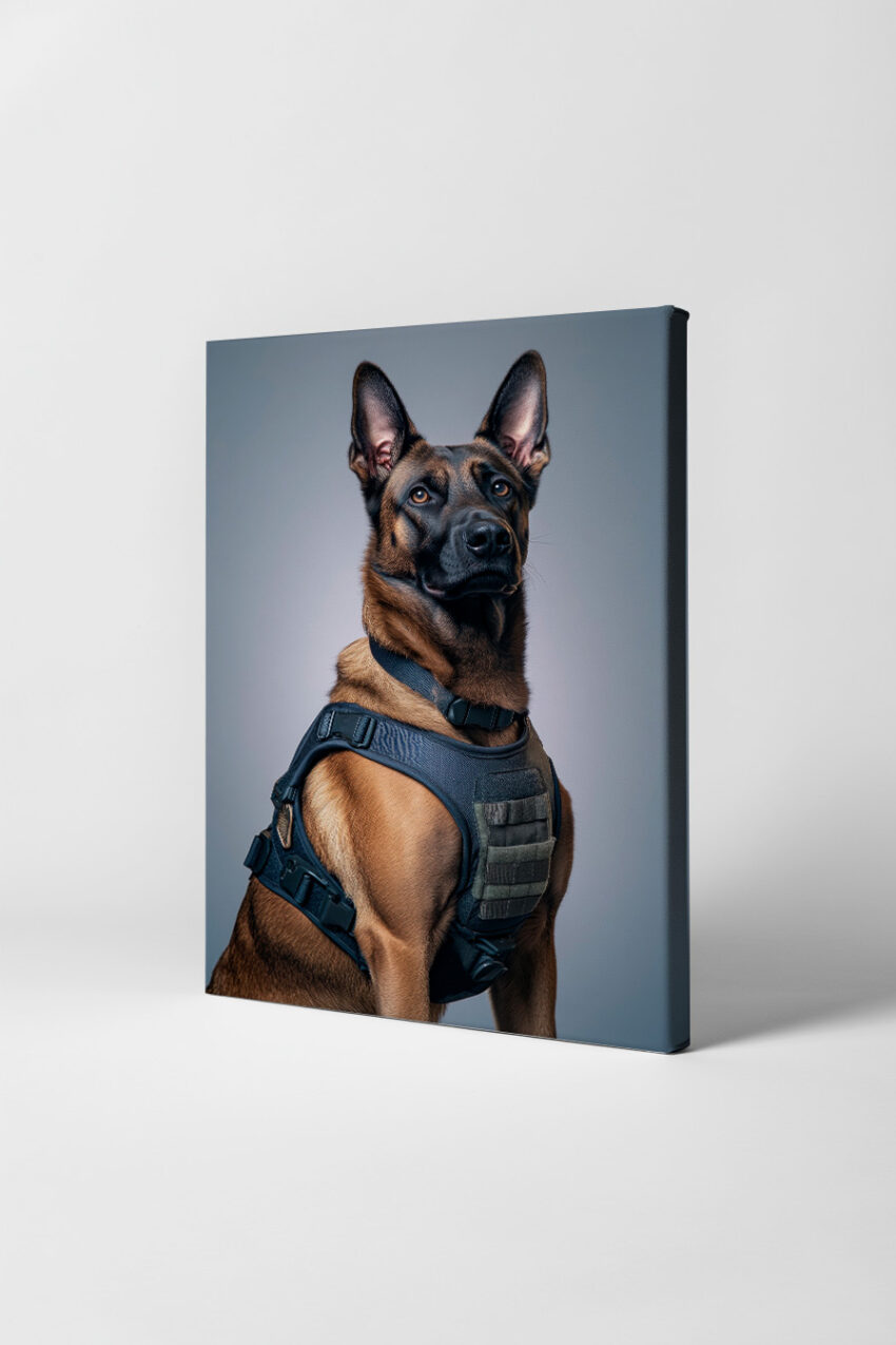 Fotografie Poster Deutscher Schäferhund Brustgeschirr detailreich braun schwarz