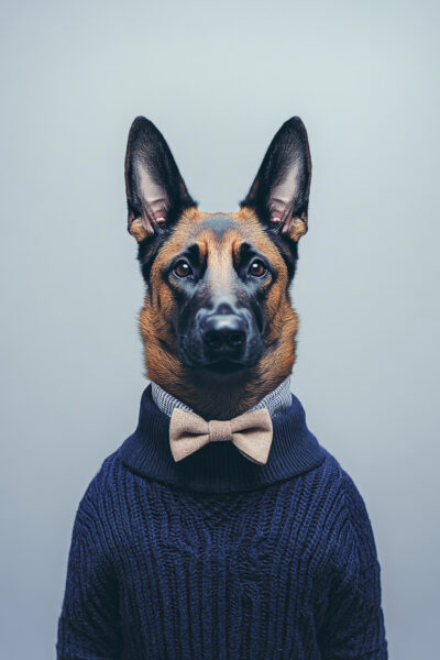 Schäferhund mit Fliege Poster