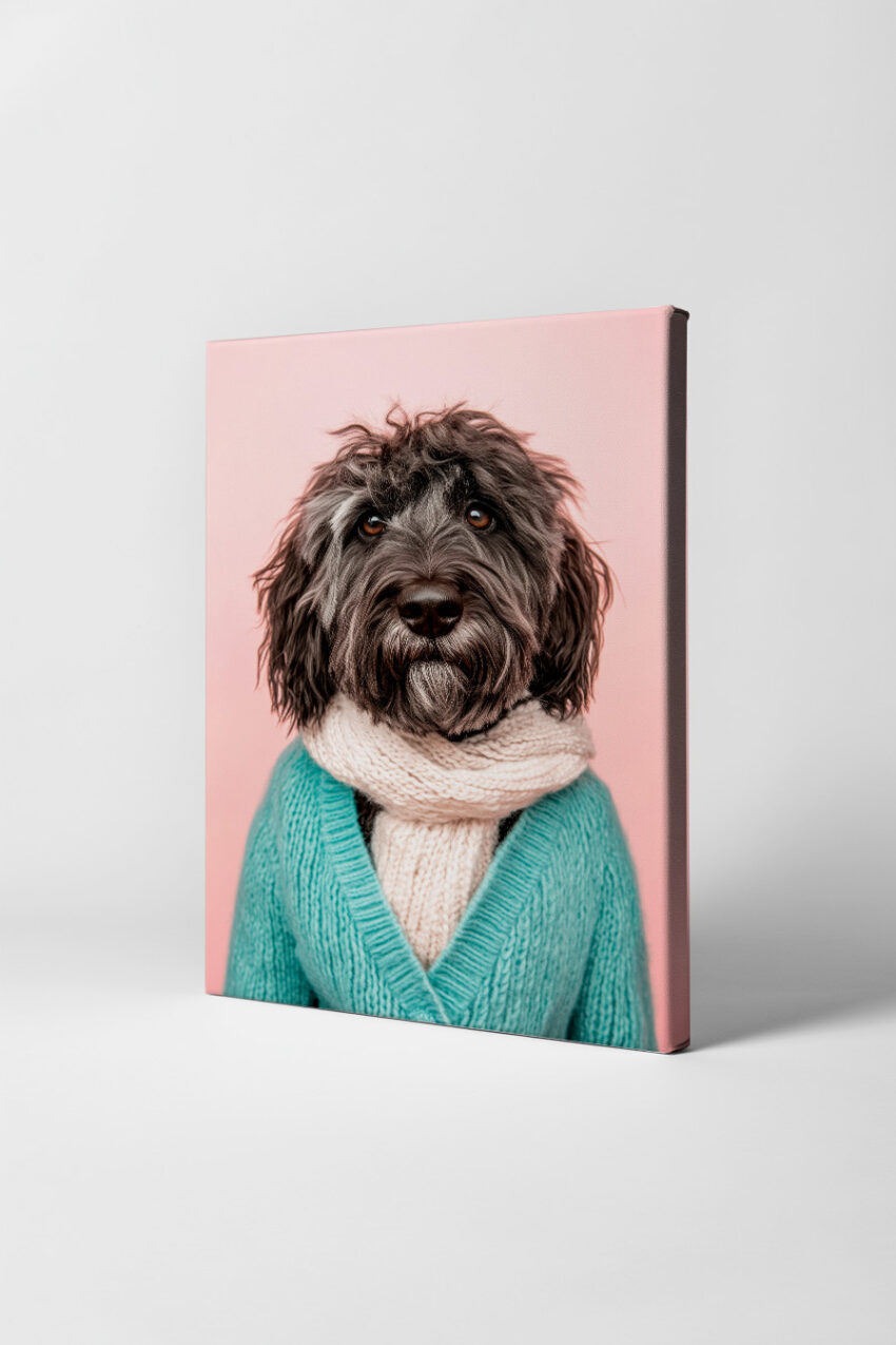 Fotografie Poster Hund Wollpullover struppig braun
