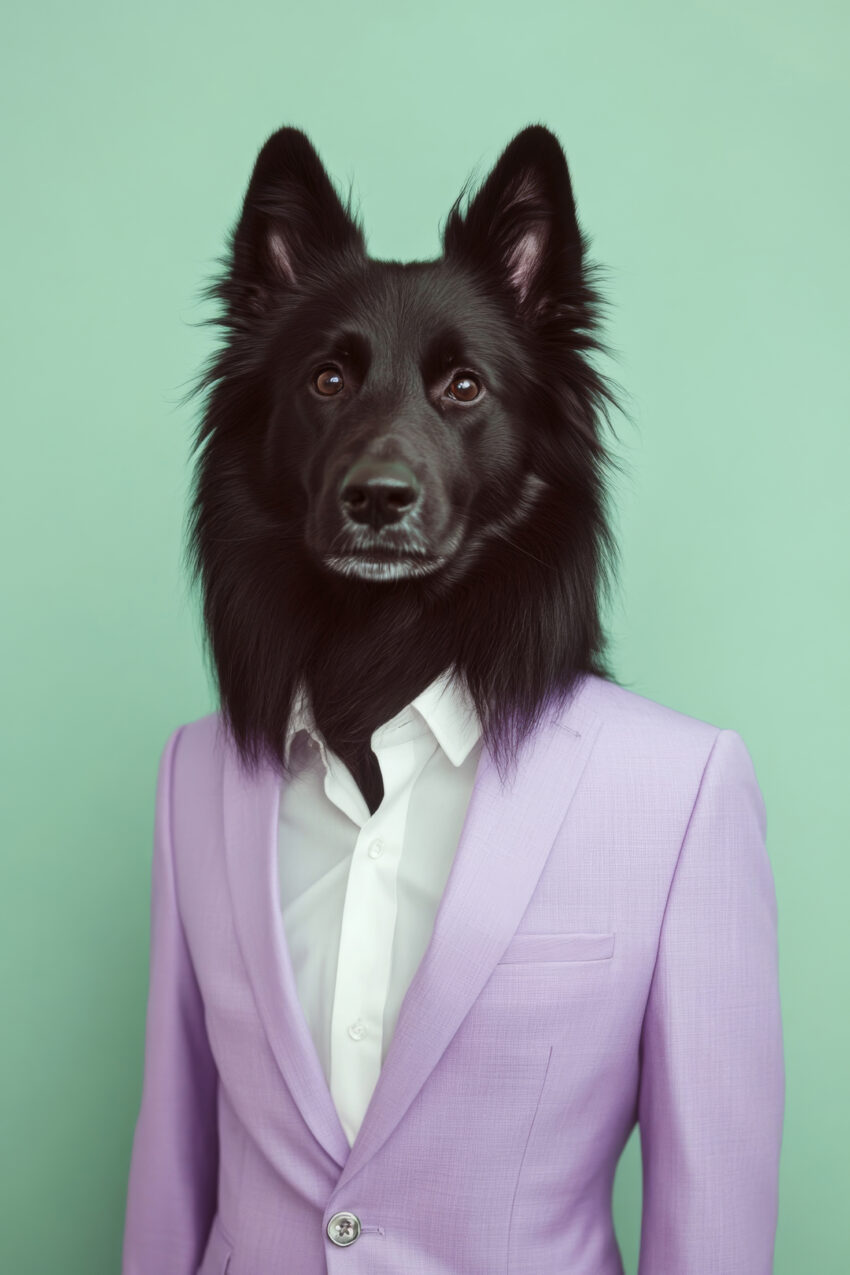 Fotografie Poster Hund Anzug lila elegant