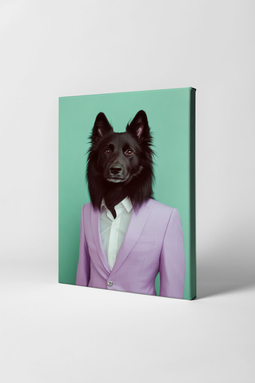 Fotografie Poster Hund Anzug lila elegant