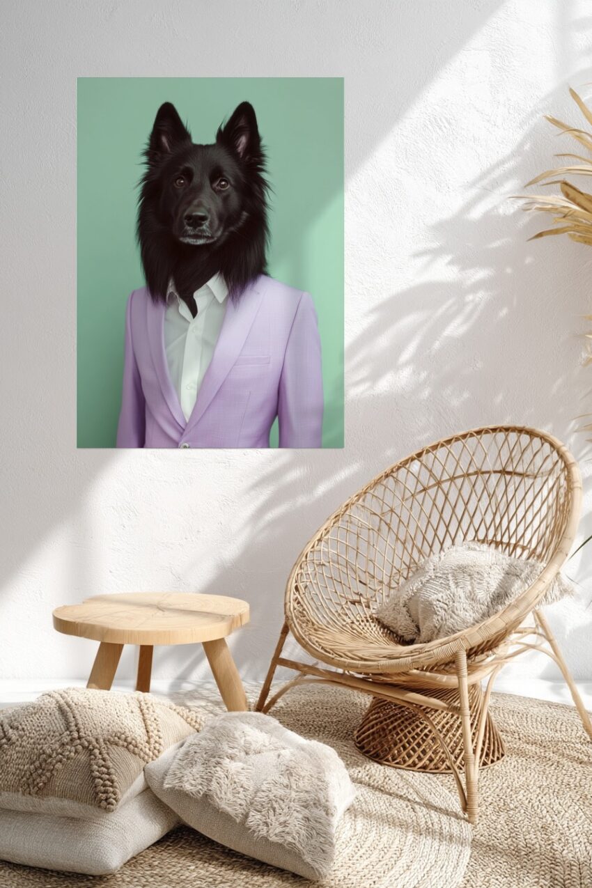 Fotografie Poster Hund Anzug lila elegant