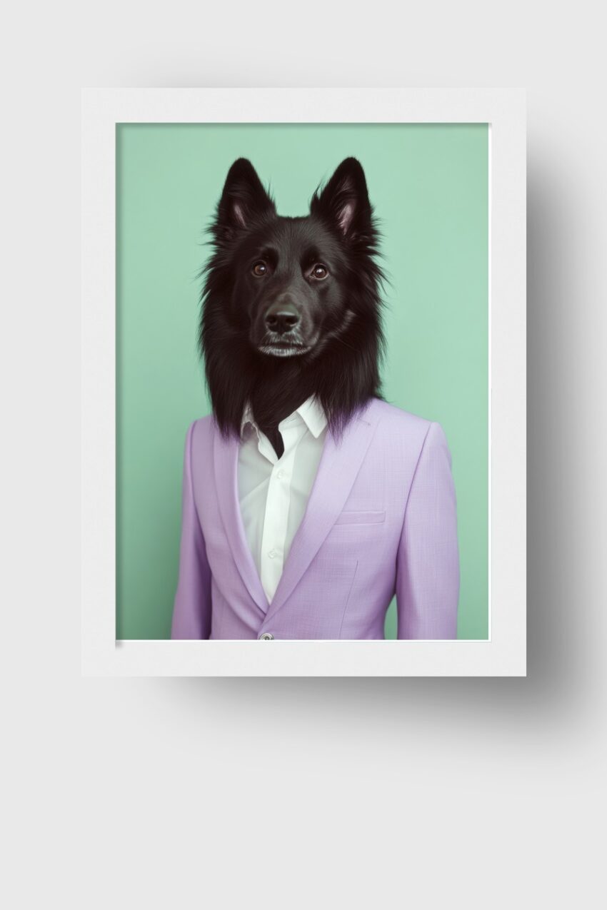 Fotografie Poster Hund Anzug lila elegant