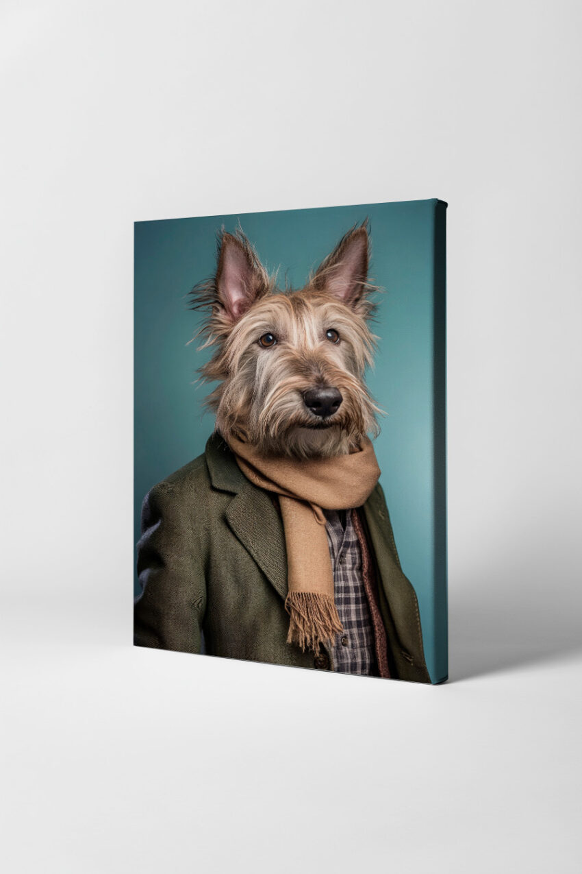 Fotografie Poster Hund Schal Mantel blau