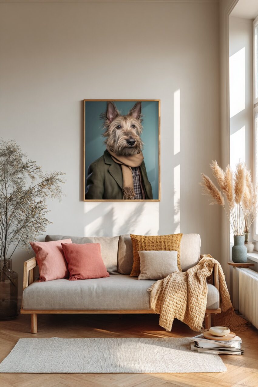 Fotografie Poster Hund Schal Mantel blau